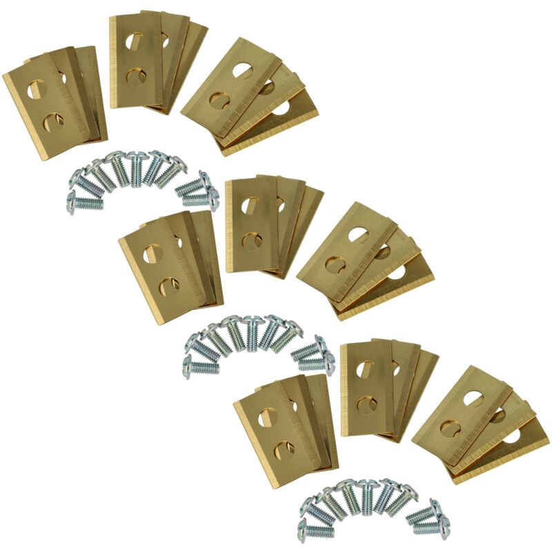 27x Ersatz-Messer kompatibel mit Kress Mission KR236E, Nano KR100, Nano KR101E Rasenmäher - Ersatzklinge Gold, Stahl (Titanbeschichtung) - Vhbw
