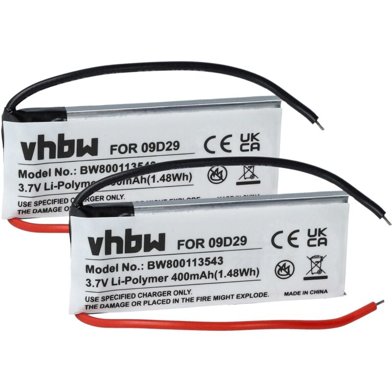 Vhbw - 2x Akku Ersatz für 09D29, H452050, BAT00008 für gps Navigation Navi (400 mAh, 3,7 v, Li-Polymer)