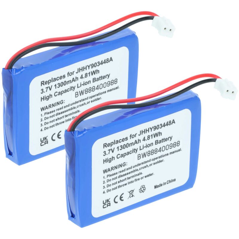 vhbw 2x Akku Ersatz für Albrecht 083448, JHHY903448A für Funkgerät, Walkie Talkie (1300 mAh, 3,7 V, Li-Ion)