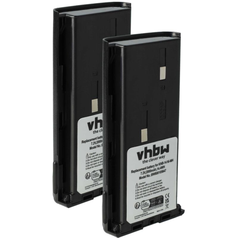 Vhbw - 2x Akku Ersatz für Bidatong BD-15-L für Funkgerät, Walkie Talkie (2000 mAh, 7,2 v, NiMH)