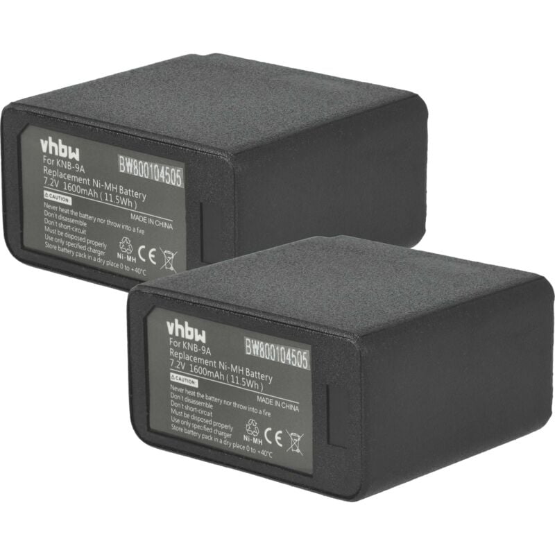 vhbw 2x Akku Ersatz für Kenwood KNB-9A für Funkgerät, Walkie Talkie (1600 mAh, 7,2 V, NiMH)