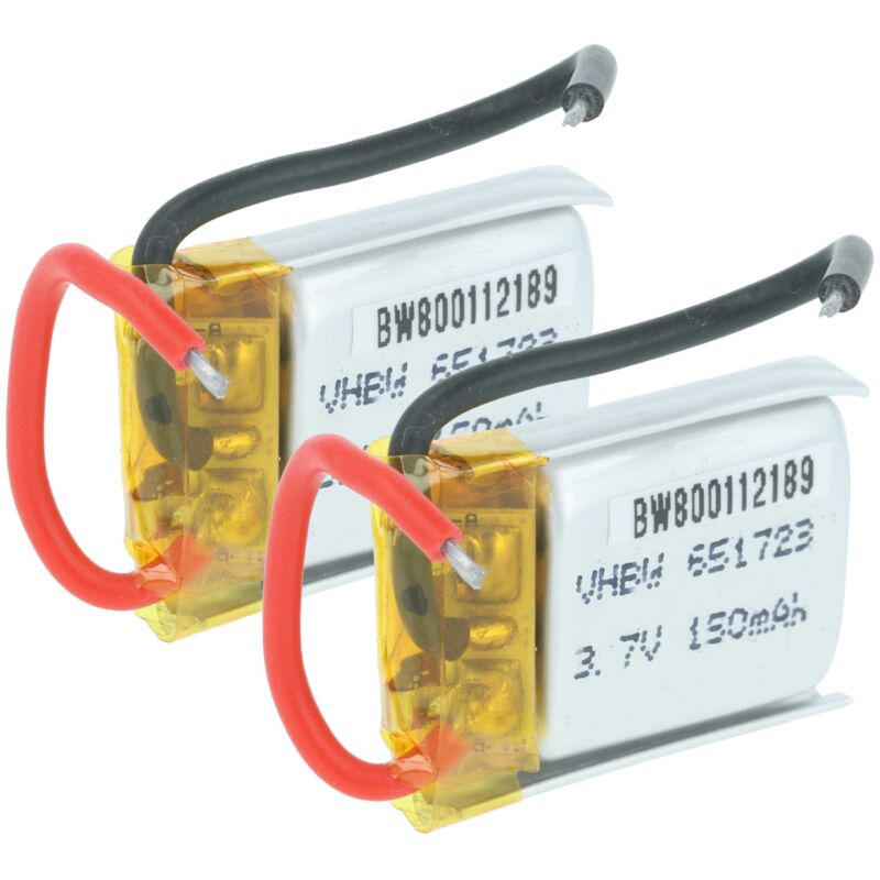 vhbw 2x Akku für Modellbau z.B. Racing Car, Helikopter, Flugzeug (150mAh, 3,7V, Li-Polymer, 25 x 17,5 x 7,6 mm, 2 Pin Walkera)