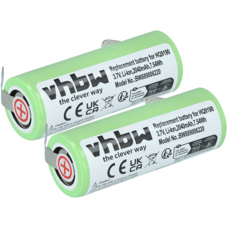 vhbw 2x Akku kompatibel mit Braun 790, 760, 799CC, 5673, 5671, 9565, 5675, 720, 790CC, 760CC Rasierer (2040 mAh, 3,7 V, Li-Ion)
