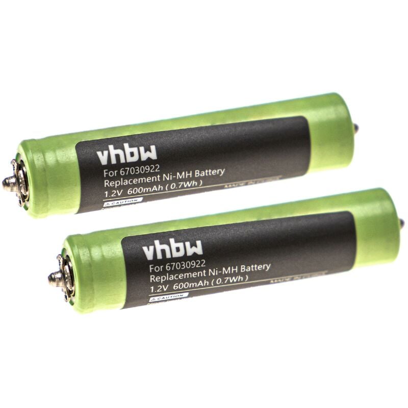 Vhbw - 2x Akku kompatibel mit Braun 190s-1, 195s, 195s-1, 197s, 197s-1, 190s, 199 Rasierer Haarschneider (600mAh, 1,2V, NiMH)