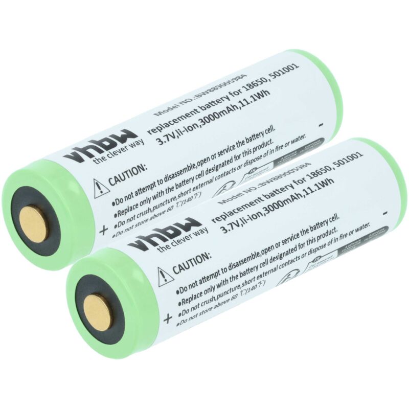 vhbw 2x Akku kompatibel mit Ledlenser P7R SE Edition 2020, P6R Work Edition 2020, P7R Taschenlampe Kopflampe (3 Ah, 3,7 V, Li-Ion)