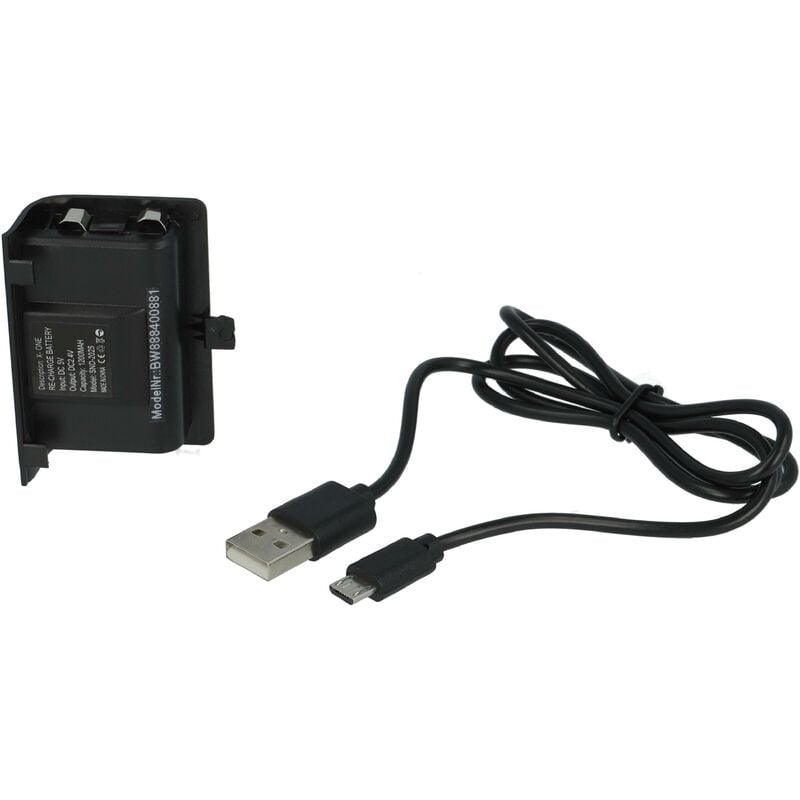 vhbw 2x Akku kompatibel mit Microsoft Xbox One Elite Wireless Controller (1200mAh, NiMH), Schwarz - Inkl. Abdeckung + USB-Ladekabel