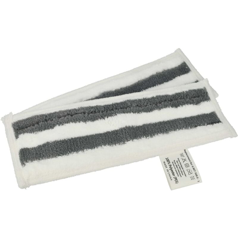 Vhbw - 2x Wischbezug kompatibel mit Kärcher sc 6.800 cb, sc 6.800 c Dampfreiniger, Dampfmop - Mikrofaser Schwarz Weiß