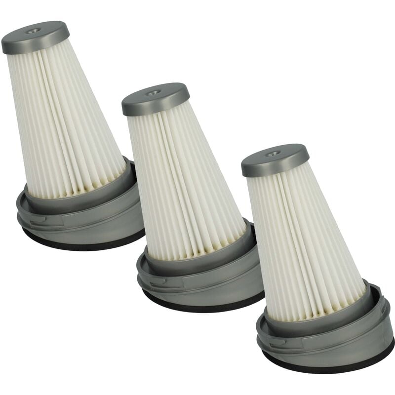 vhbw 3x Faltenfilter kompatibel mit Tefal Air Force 160 TY7231WO, Air Force 160 TY7232WO Staubsauger - Filter, Patronenfilter, schwarz weiß grau