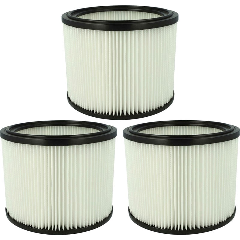 3x Filterelement kompatibel mit Alco Hurrican TN3000 Piano, tns 20/53, tns 2002 Nass-/Trockensauger - Feinstaubfilter, Papier / Gummi - Vhbw