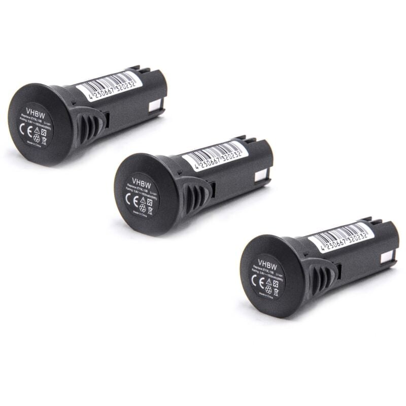 Vhbw - 3x Akku kompatibel mit Panasonic EY3610 LA1J, EY7410LA1C, EY7410LA2S, EY3610, EY6220NQ Elektrowerkzeug (1500 mAh, Li-Ion, 3,6 v)