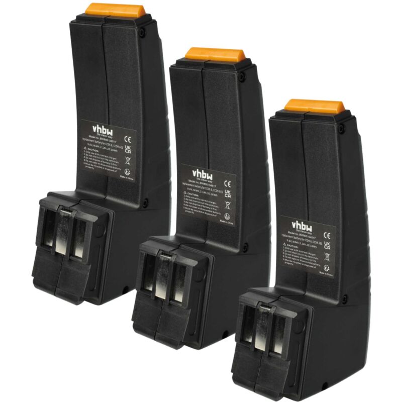 3x Akku kompatibel mit Festo Festool FSP-488437, FSP-489257, FSP-486828, FSP-487512, BPH9.6C Werkzeug (2100 mAh, NiMH, 9,6 v) - Vhbw