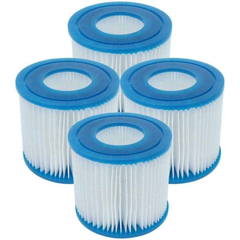 vhbw 4x Filterkartusche Typ VII kompatibel mit Bestway Lay-Z-Spa Paris, Palm Springs Pool - Ersatzfilter Blau Weiß