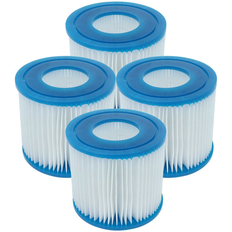 vhbw 4x Filterkartusche Typ VII kompatibel mit Bestway Lay-Z-Spa Siena, Saint Tropez Pool - Ersatzfilter Blau Weiß