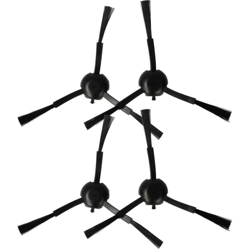 vhbw 4x Seitenbürste kompatibel mit Dreame L10s Pro Ultra, L20 Ultra, S10, S10 Plus Saugroboter - Reinigungsbürsten Set, schwarz