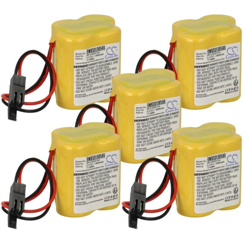 Vhbw - 5x Akku kompatibel mit Allen Bradley 1747-L524 slc 5/02 Controller 4Kb Memory Raid-Controller (2900 mAh, 6 v, Li-Ion)