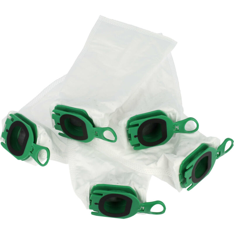 5x Staubsaugerbeutel kompatibel mit Vorwerk Kobold VB100, EBB100, FP100 Staubsauger - Mikrovlies, 25cm x 10cm Grün Weiß - Vhbw