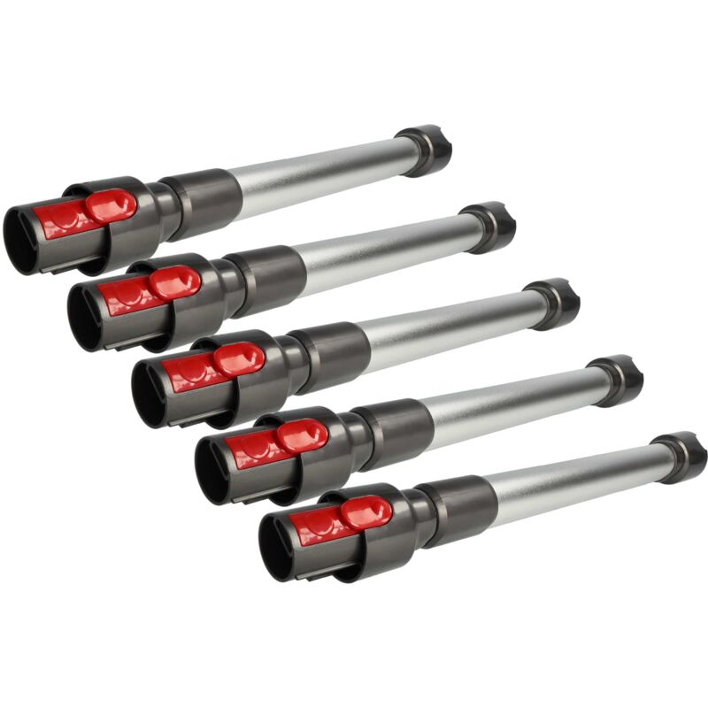vhbw 5x Staubsaugerohr kompatibel mit Dyson V8 Motorhead, Animal Plus, Fluffy Plus, Absolute Plus Black Edition Staubsauger - 44,5 - 66,5cm Silber