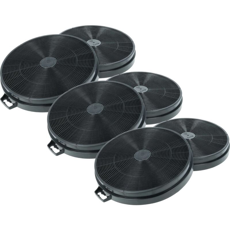 6x Aktivkohlefilter kompatibel mit Whirlpool cpun 900 ixp 650, kflatkappar 900, klf 1500 dx, ebclr Dunstabzugshaube - 20,2 cm - Vhbw