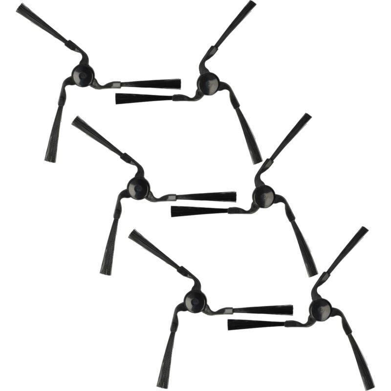 vhbw 6x Seitenbürste kompatibel mit Miele Scout RX1 Saugroboter - Reinigungsbürsten Set, links/rechts, schwarz