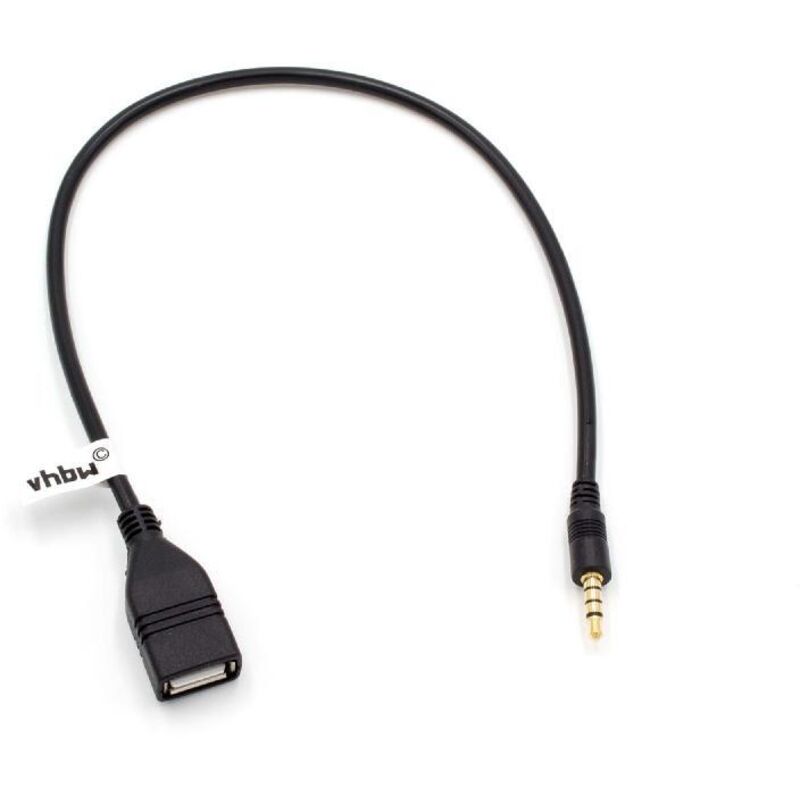 vhbw Adapter OTG kompatibel mit Pioneer Mobilgerät - Kabeladapter USB Buchse auf AUX Stecker Schwarz