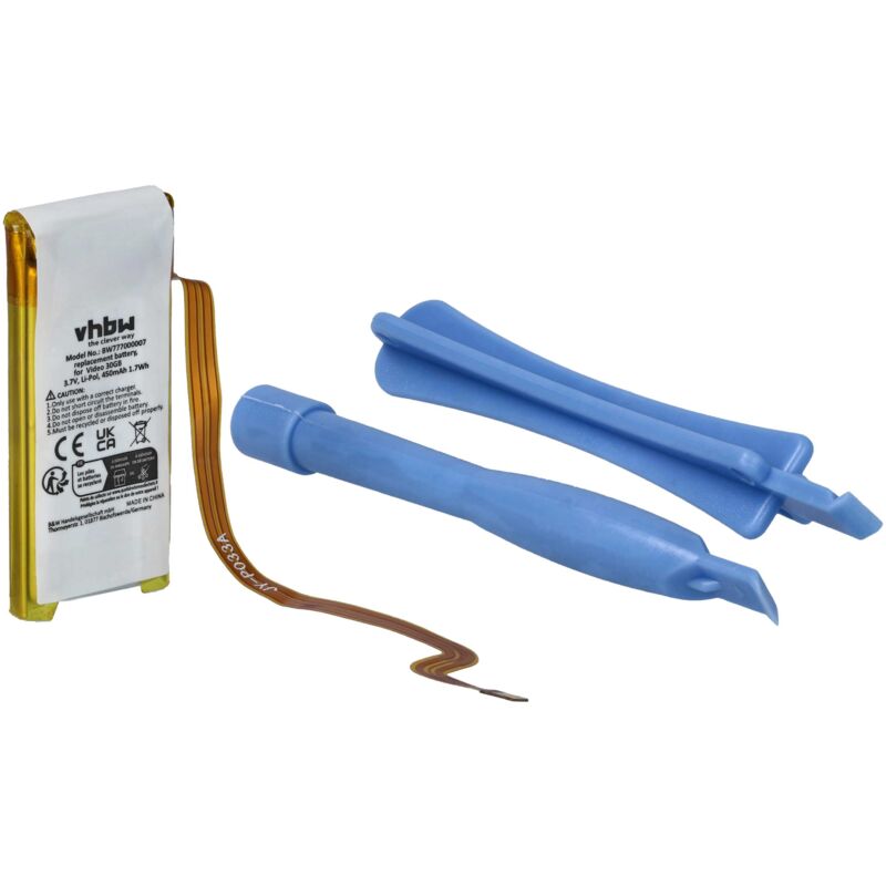 Vhbw - Akku kompatibel mit Apple iPod G5 30GB MA146B/A, iPod G5 30GB MA002TA/A, G5 30GB MA002J/A80GB MP3-Player Musik Player (450 mAh, 3,7 v,