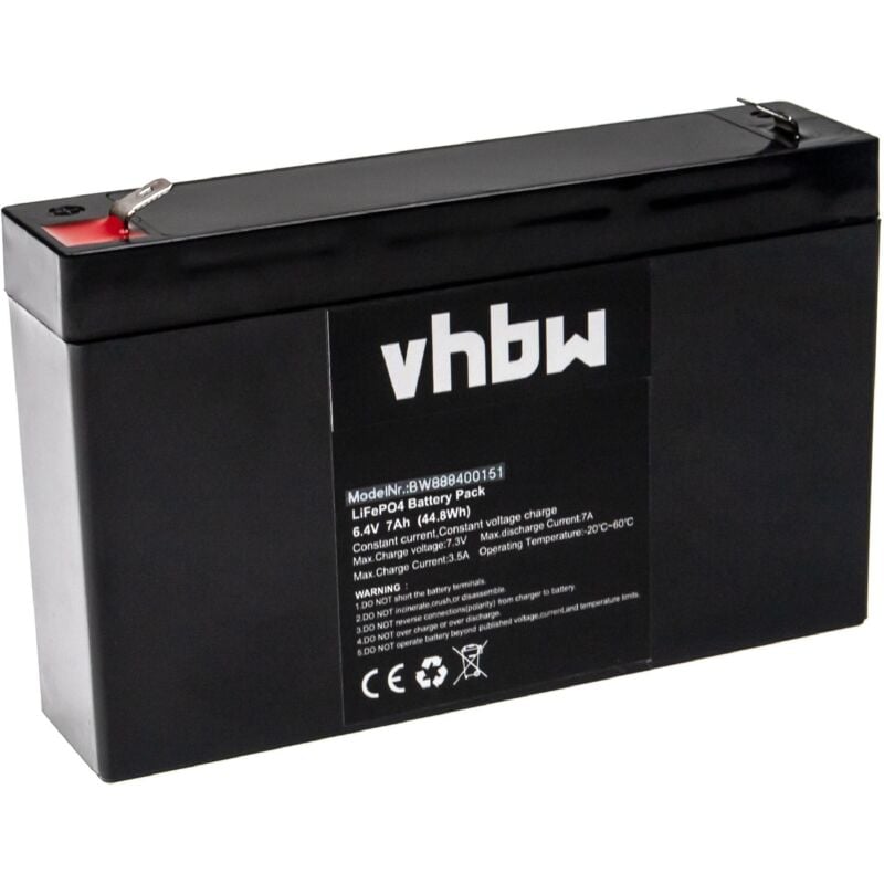 Vhbw - Akku Bordbatterie kompatibel mit Wohnwagen, Boot, Camping, Wohnmobil (7Ah, 6,4V, LiFePO4)