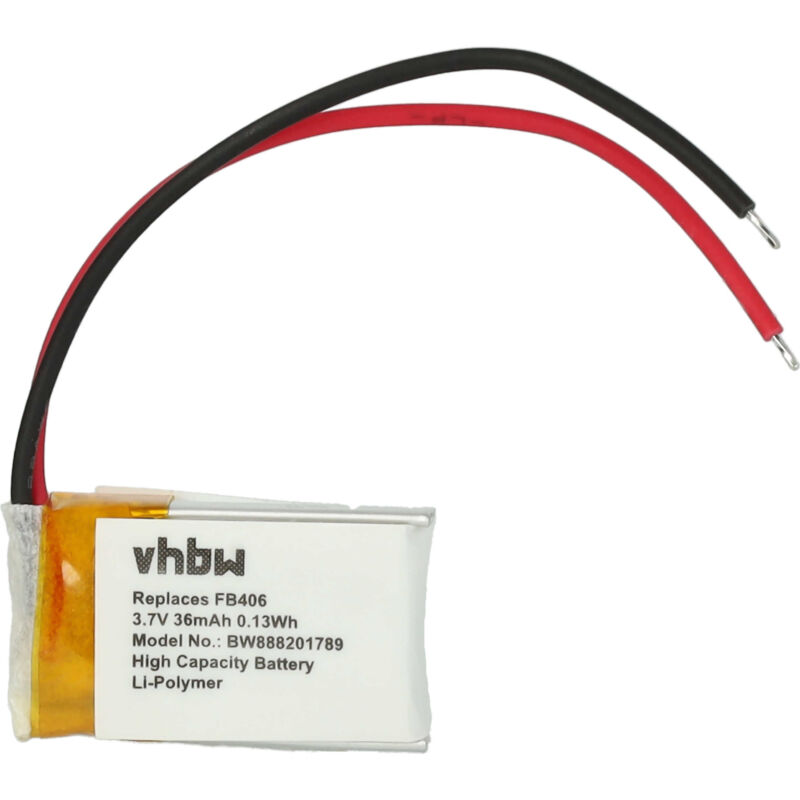 Vhbw - Akku Ersatz für Fitbit FB406 für Smartwatch Uhr Fitnessarmband (36mAh, 3,7V, Li-Polymer) + Werkzeug-Set