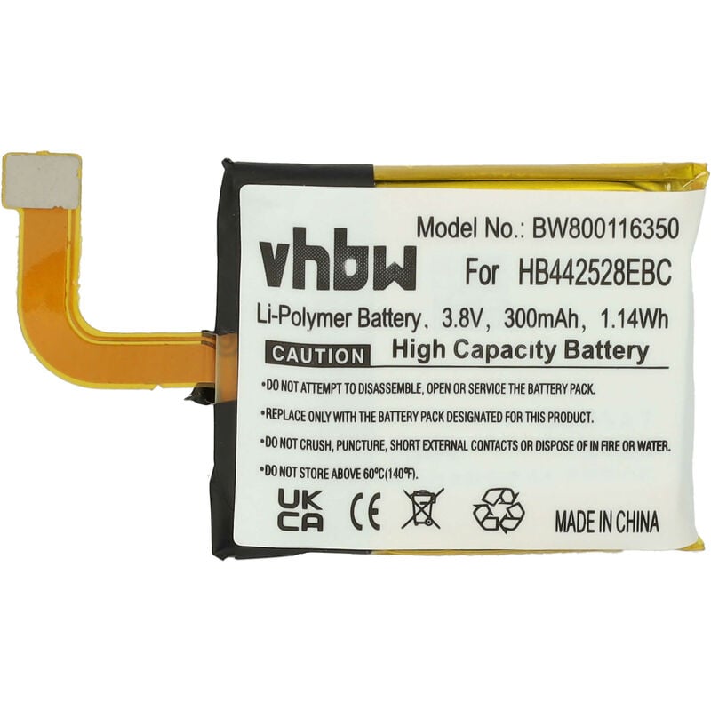 Vhbw - Akku Ersatz für Huawei 1ICP5/25/28, Hb442528EBC für Smartwatch Uhr Fitnessarmband (300mAh, 3,8V, Li-Polymer) + Werkzeug-Set