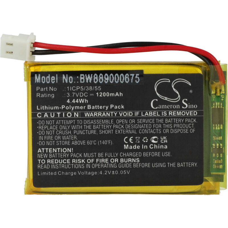 Vhbw - Akku Ersatz für nuk 1ICP5/38/55 für Babyphone Babytalker (1200mAh, 3,7V, Li-Polymer)