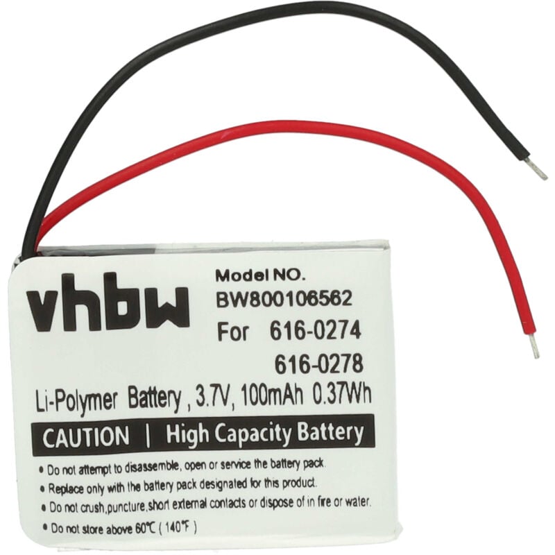 Vhbw - Akku Ersatz für Apple 616-0274, 616-0278 für MP3-Player Musik Player (100 mAh, 3,7 v, Li-Ion)