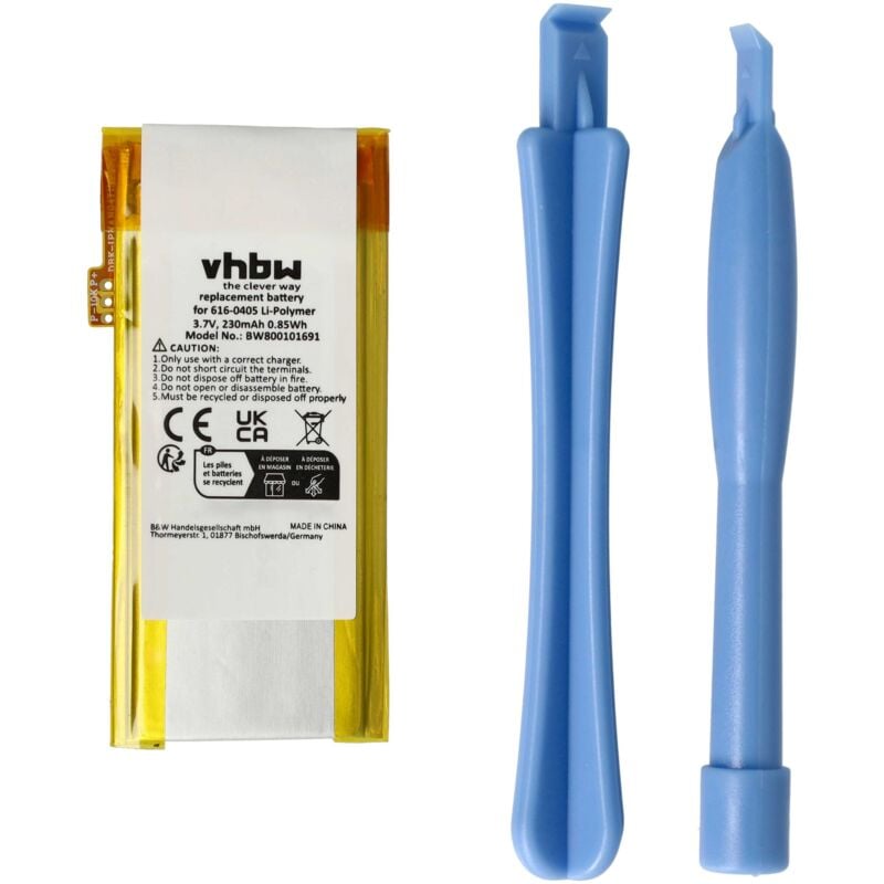 vhbw 1x Akku Ersatz für Apple P11G73-01-S01, 616-0407, 616-0405 für MP3-Player Musik Player (230 mAh, 3,7 V, Li-Polymer)