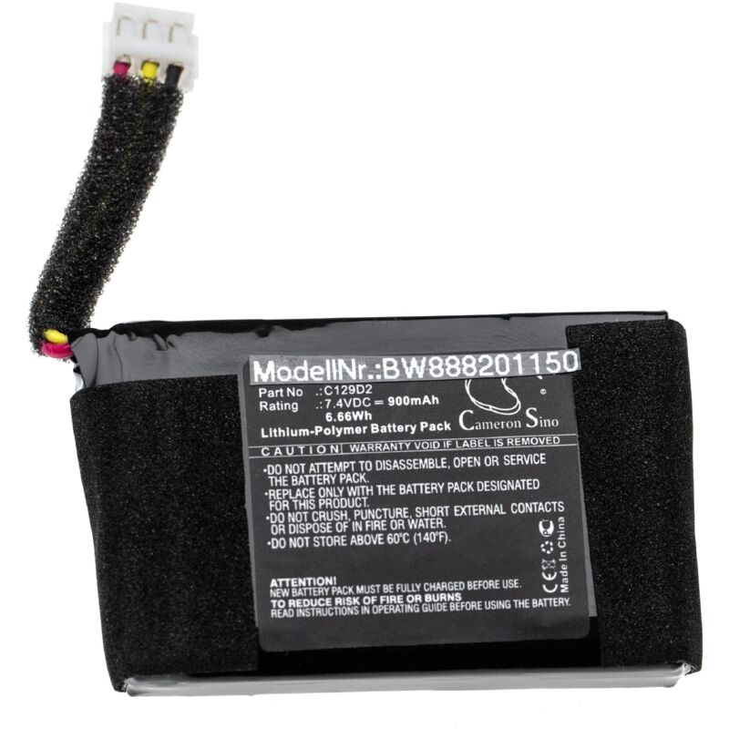 Vhbw - 1x Akku Ersatz für Bang & Olufsen C129D2 für Lautsprecher Boxen Speaker (900 mAh, 7,4 v, Li-Polymer)