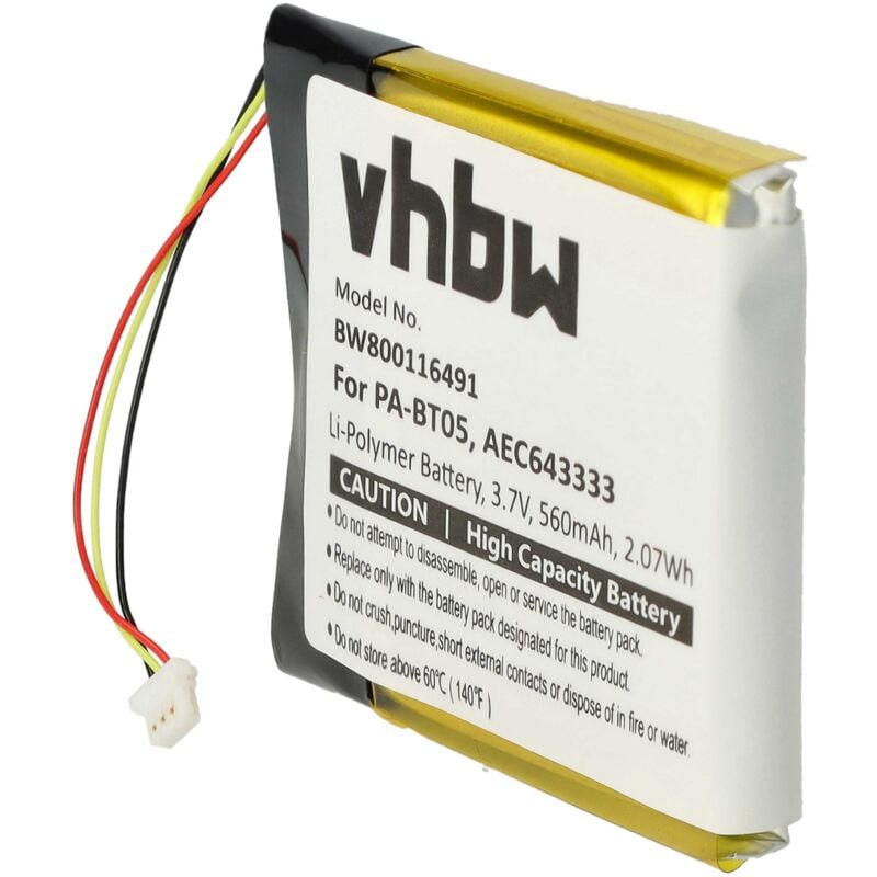 Vhbw - Akku kompatibel mit Beats Studio 2,0, 2 B0500, 2 B0501, 3.0 Wireless Headset Kopfhörer (560mAh, 3,7V, Li-Polymer)