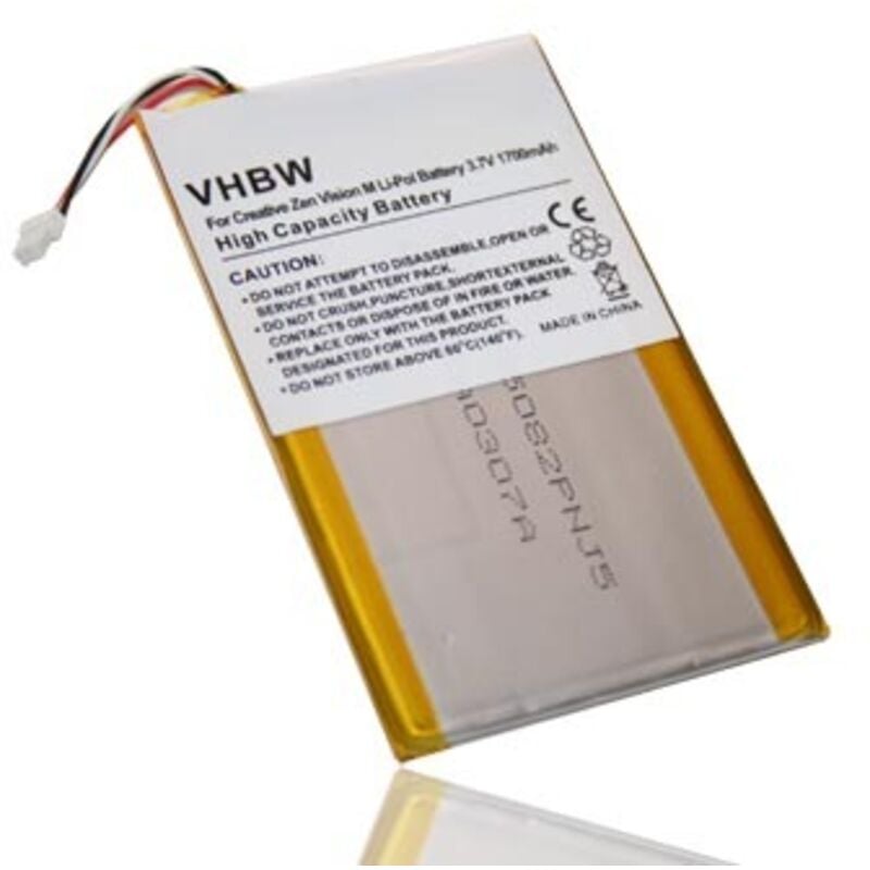 Vhbw - Akku Ersatz für Creative Labs BA20603R79914, DVP-HD0003, LPCS285385 für MP3-Player Musik Player (1700mAh, 3,7V, Li-Polymer)