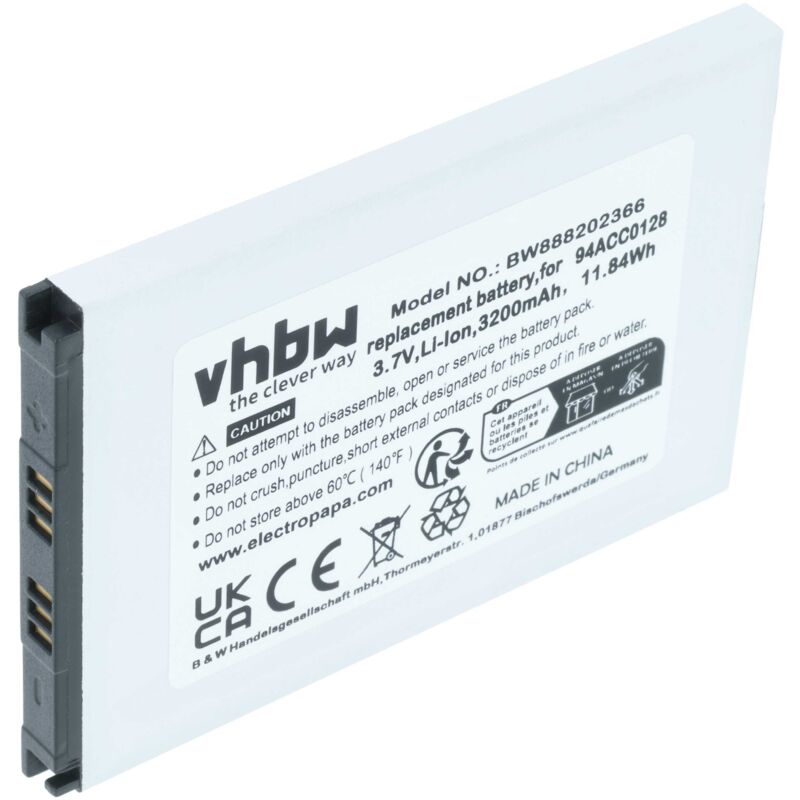 Vhbw - Akku Ersatz für Datalogic 3H21-00000491, 94ACC0128, 94ACC0129, BTDL1 für Handheld Computer Scanner (3200mAh, 3,8V, Li-Ion)