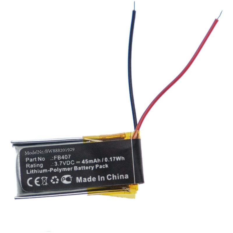 Vhbw - Akku Ersatz für Fitbit FB407 für Smartwatch Uhr Fitnessarmband (45 mAh, 3,7 v, Li-Polymer)