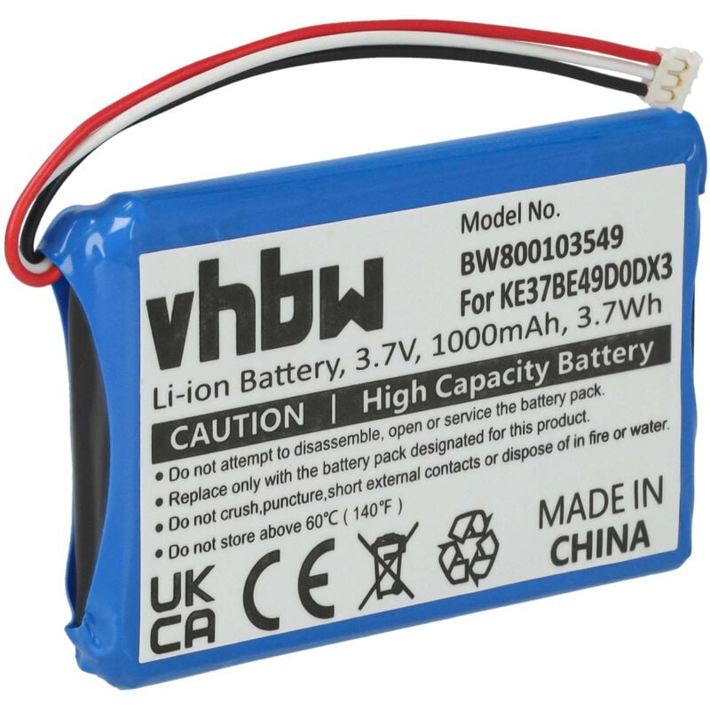 Vhbw - Akku Ersatz für Garmin KE37BE49D0DX3 für gps Navigation Navi (1000 mAh, 3,7 v, Li-Ion)