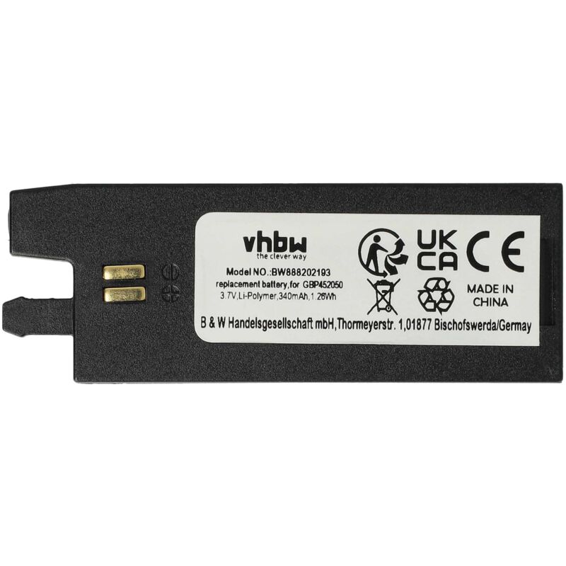Vhbw - Akku Ersatz für Gibson GBP452050 für E-Gitarre (340mAh, 3,7V, Li-Polymer)