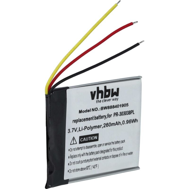 Vhbw - Akku Ersatz für SanDisk PR-303038PL für MP3-Player Musik Player (260mAh, 3,7V, Li-Polymer)