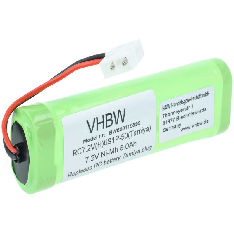 Vhbw - Akku kompatibel mit Tamiya Stecker für Modellbau z.B. Racing Car, Helikopter, Flugzeug (5000mAh, 7,2V, NiMH)