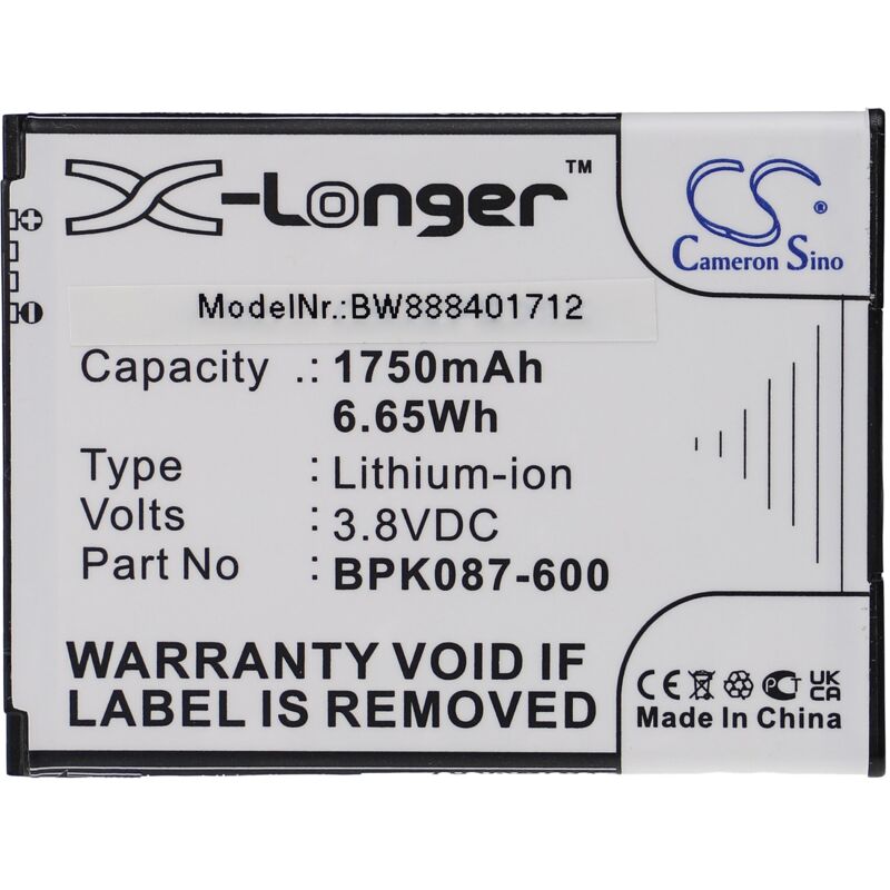 Vhbw - Akku Ersatz für Verifone BPK087-600, BPK087-600-01-A, BPK087-600-01-B für Barcodescanner pos (1750mAh, 3,8V, Li-Ion)