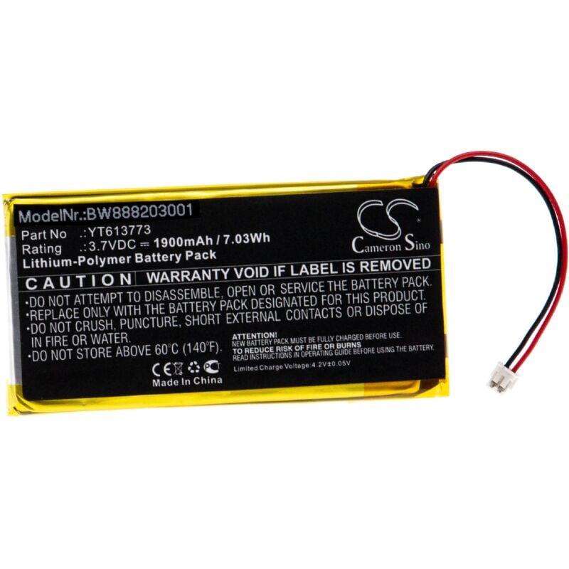 Vhbw - Akku Ersatz für xDuoo YT613773 für MP3-Player Musik Player (1900mAh, 3,7V, Li-Polymer)