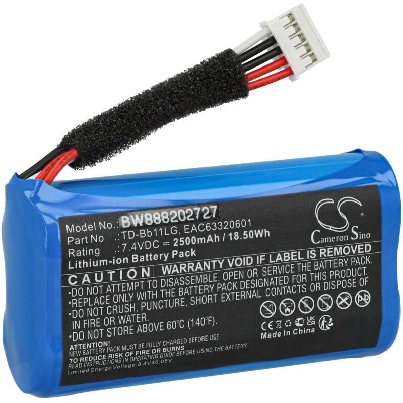 Vhbw - Akku Ersatz für lg EAC63320601, EAC63918901, TD-Bb11 für Lautsprecher Boxen Speaker (2500 mAh, 7,4 v, Li-Ion)
