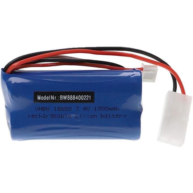 Vhbw - Akku für Modellbau z.B. Racing Car, Helikopter, Flugzeug (1300mAh, 7,4V, Li-Ion, 71 x 36,5 x 19 mm)