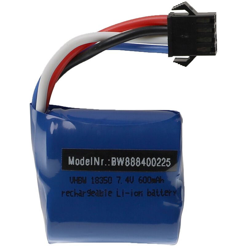 Vhbw - Akku für Modellbau z.B. Racing Car, Helikopter, Flugzeug (600mAh, 7,4V, Li-Ion, 40 x 38 x 21 mm, SM-4P)
