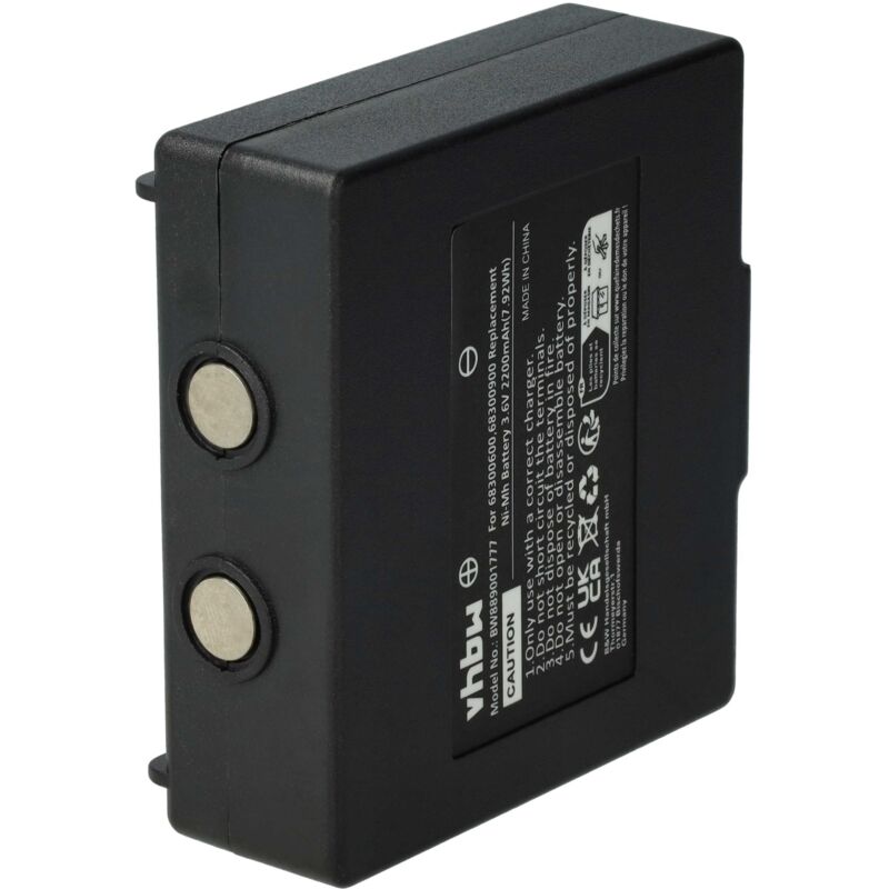 vhbw 1x Akku kompatibel mit Abitron Mini Ex2-22, Mini-Ex22-IIB/, Mini Industrie-Funkfernsteuerung Fernbedienung (2200 mAh, 3,6 V, NiMH) - Schwarz