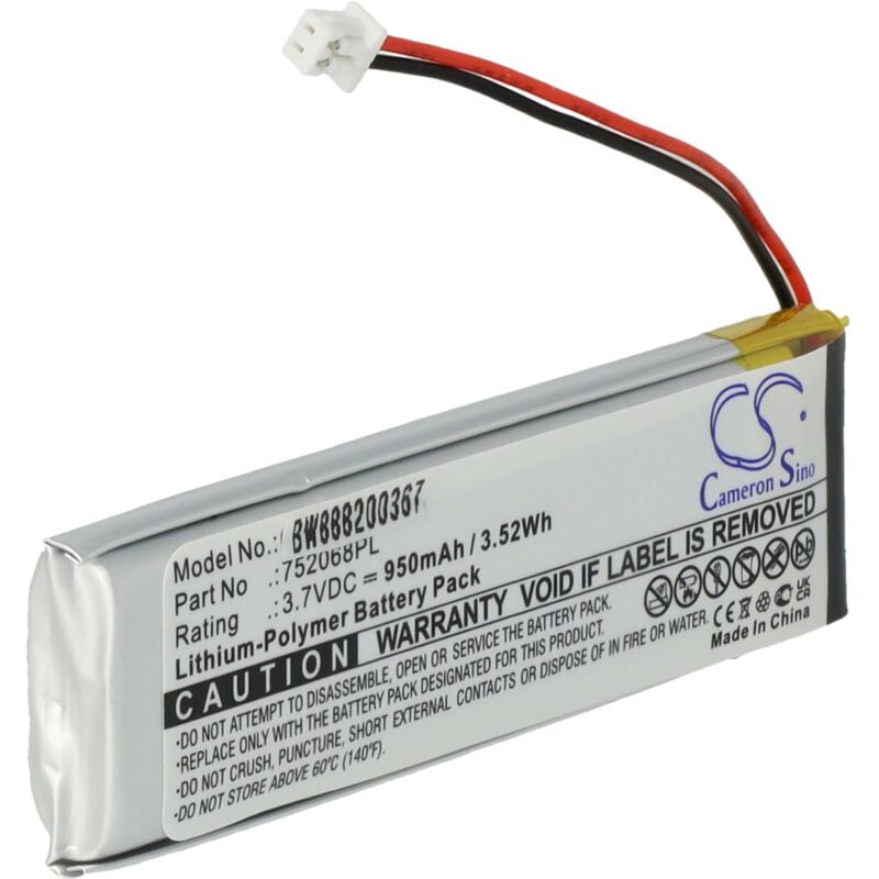 Vhbw - Akku kompatibel mit Albrecht bt Next Pro, btx 2 Pro, BTX1 Pro Wireless Headset Kopfhörer (950mAh, 3,7V, Li-Polymer)