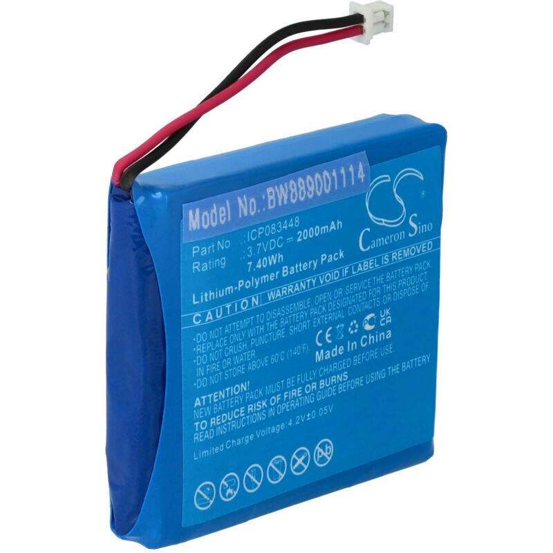 vhbw Akku kompatibel mit Albrecht TecTalk Float PMR446, Funkgerät, Walkie Talkie (2000 mAh, 3,7 V, Li-Polymer)