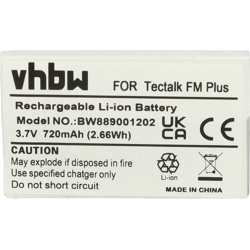 Vhbw - Akku kompatibel mit Albrecht Tectalk fm, fm Plus, fm+ Funkgeräte mit UKW-Radio (720 mAh, 3,7 v, Li-Ion)
