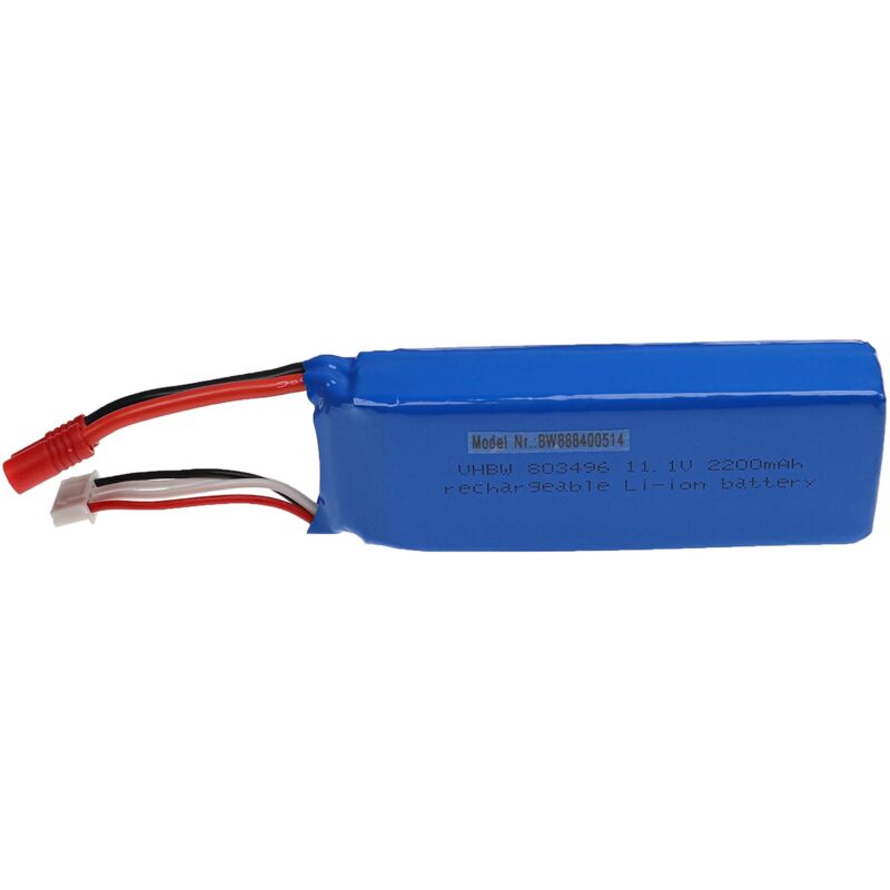 Vhbw - Akku kompatibel mit 3,5 mm Bananenstecker für Modellbau z.B. Racing Car, Helikopter, Flugzeug (2200mAh, 11,1V, Li-Polymer, 106 x 34 x 22 mm)